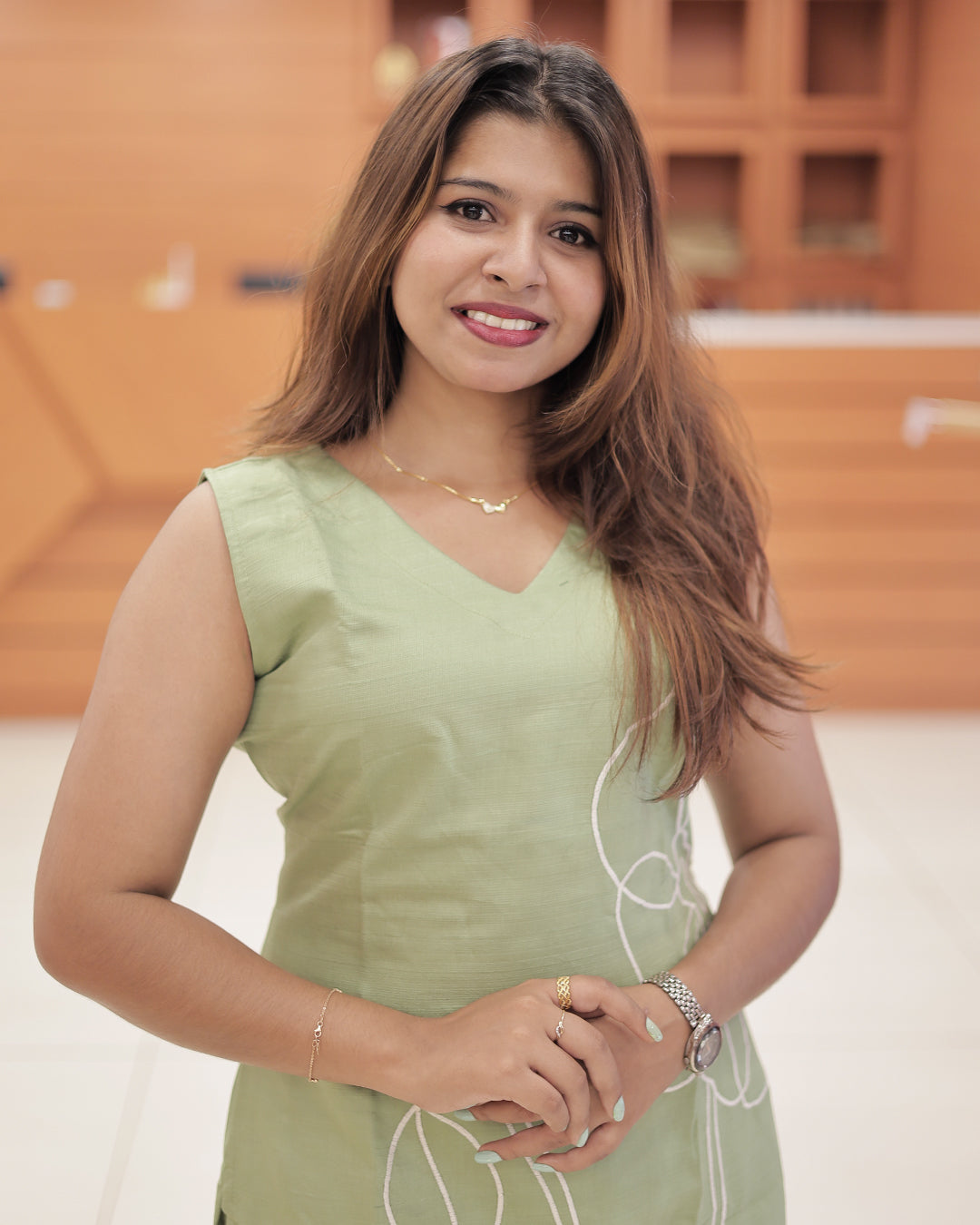 Women's Floral Embroidered Side Slit Kurti – R510