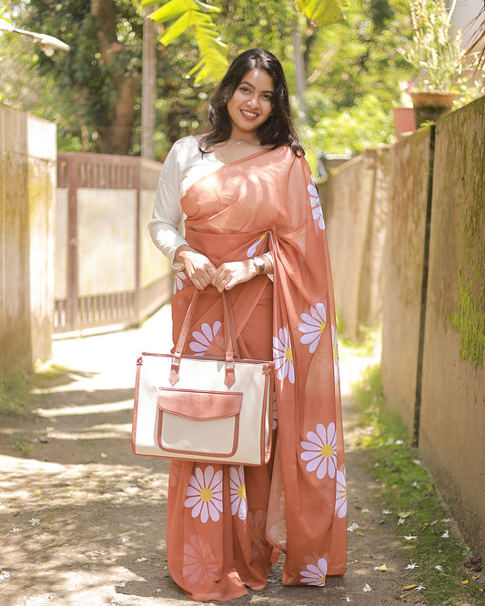 Georgette Floral Print Saree -R202