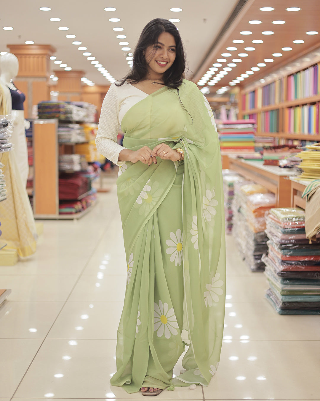 Georgette Floral Print Saree -R202
