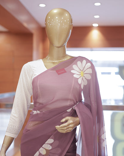 Georgette Floral Print Saree -R202