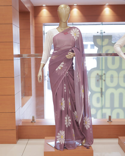 Georgette Floral Print Saree -R202