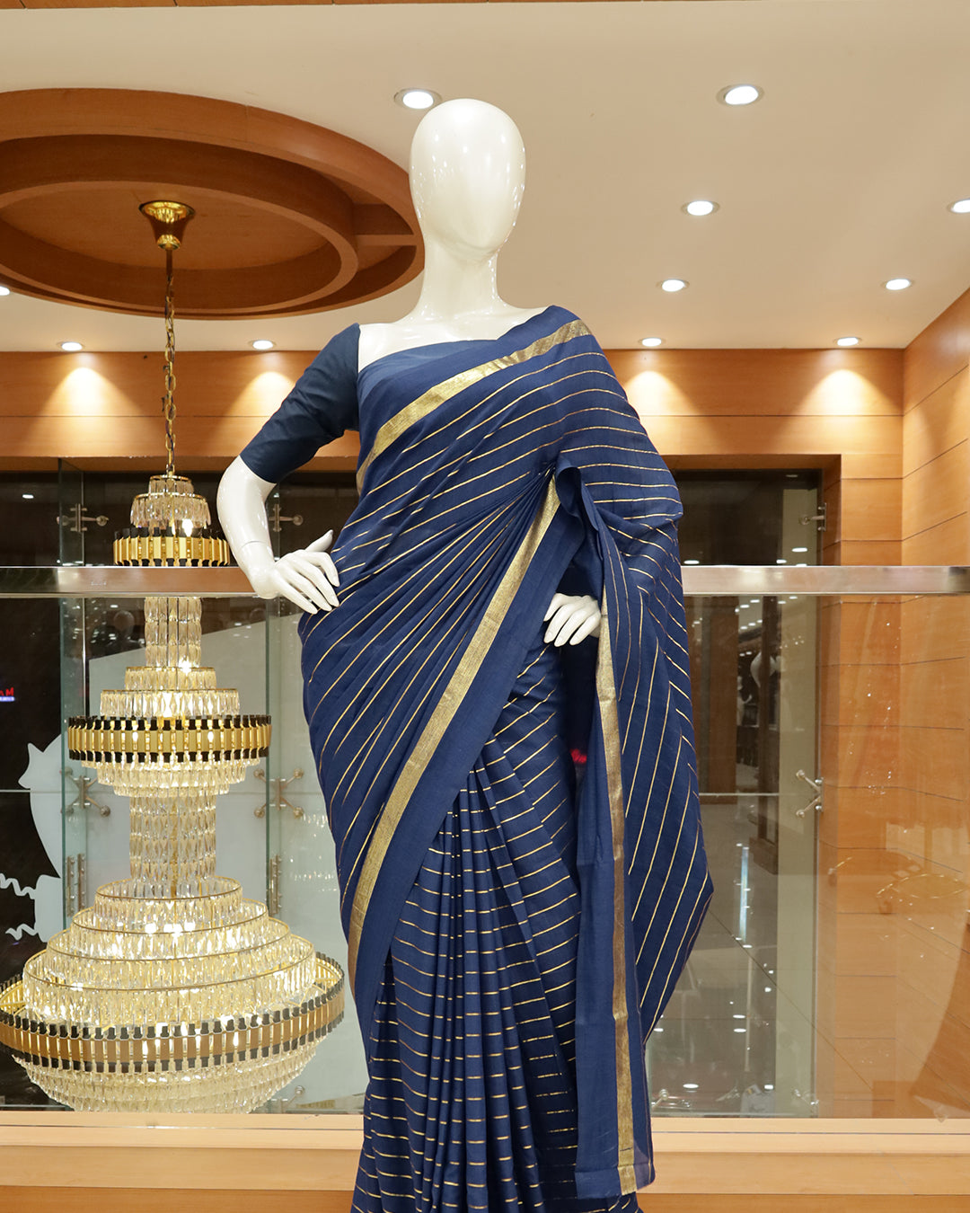 Vichitra Silk Sarees with Golden Stripes - G201