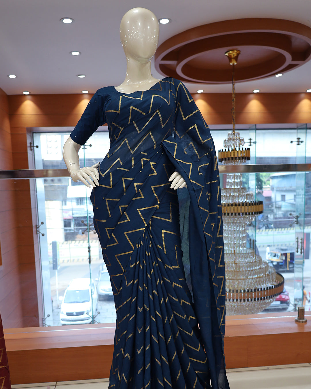Vichitra Silk Sarees with Golden Stripes - G217