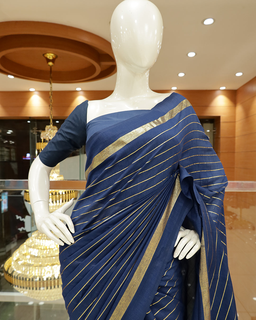 Vichitra Silk Sarees with Golden Stripes - G201