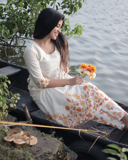 Women's Onam Special Floral Print Co-ord Set -G328