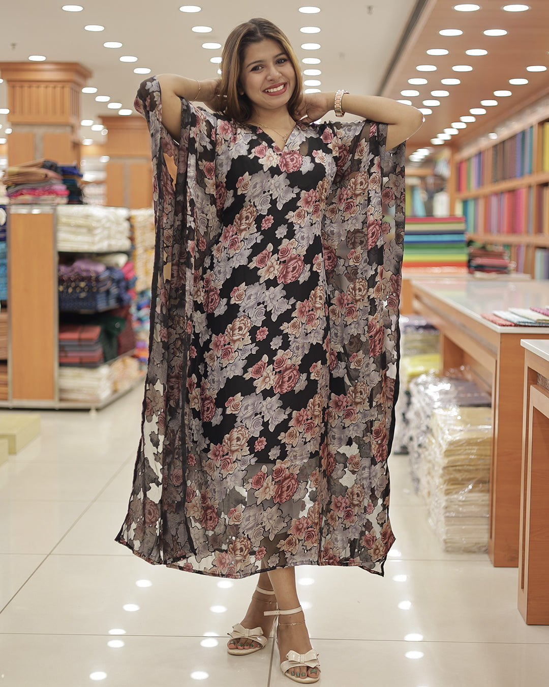 Elegant Floral Brazzo Caftan for Women - G318