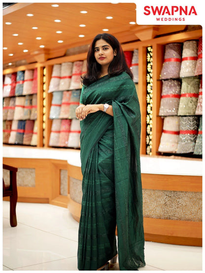 Vichitra Silk Sarees - Single Stripes - 1128