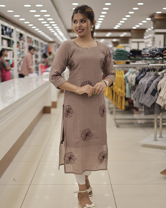 Women's Slitted Kurti with Embroidery -G321