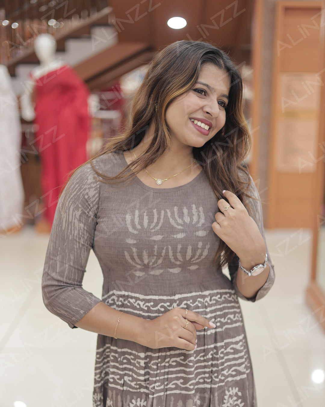 Rayon Smoke Design Frock– R518