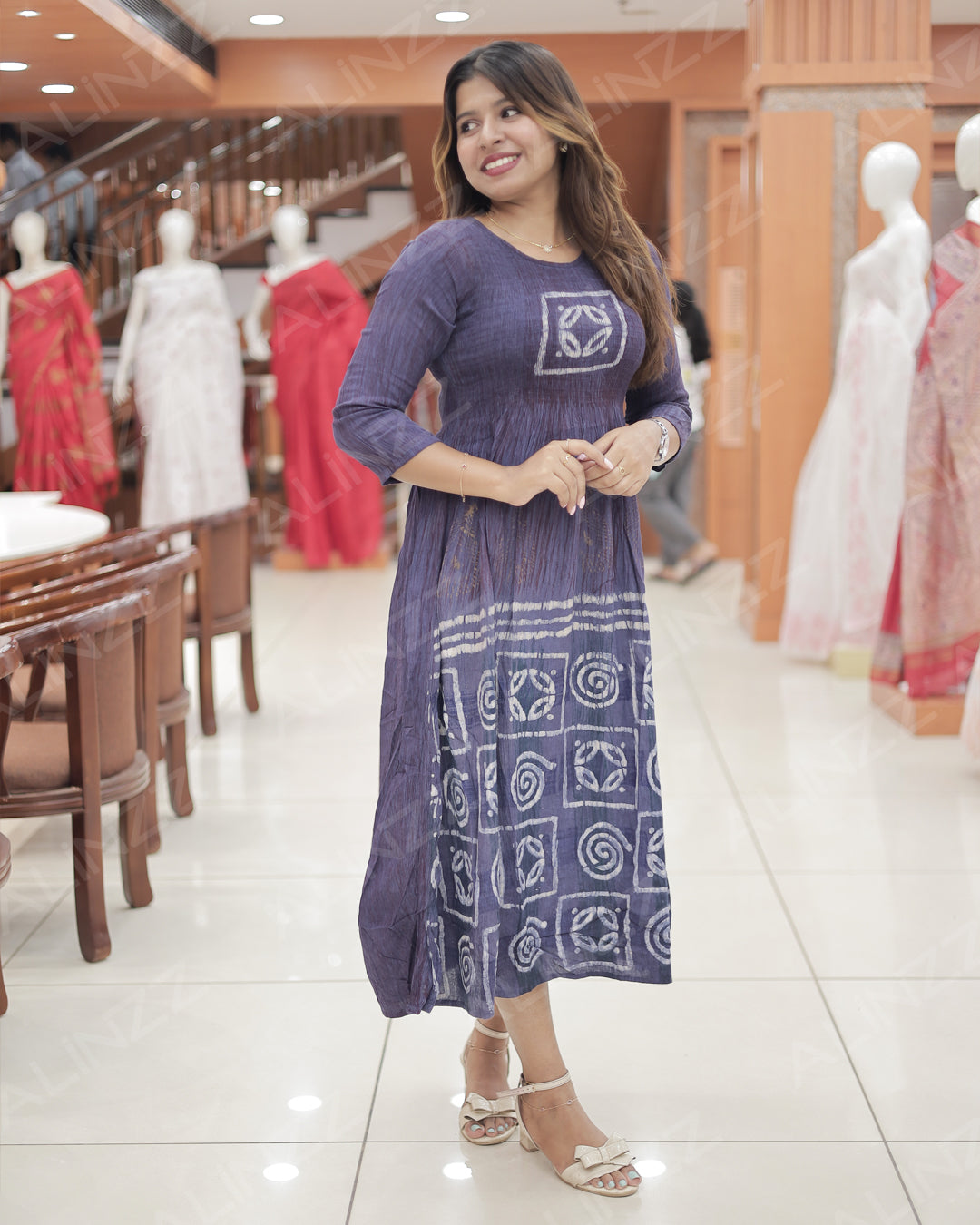 Rayon Smoke Design Frock– R518