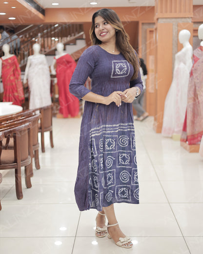 Rayon Smoke Design Frock– R518