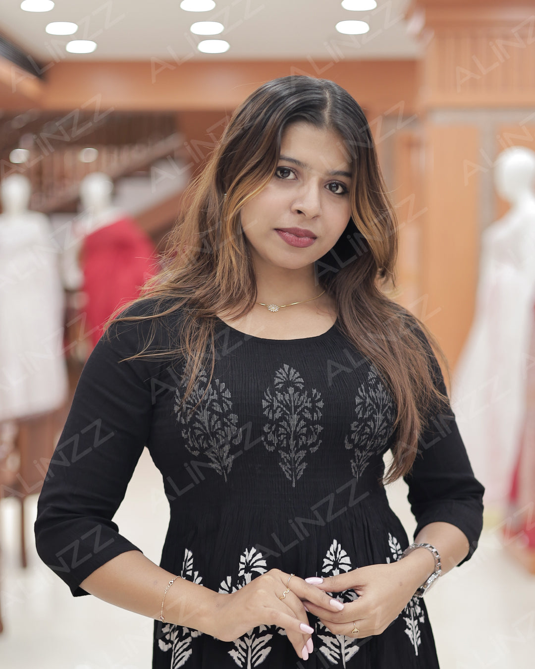 Rayon Smoke Design Frock– R518