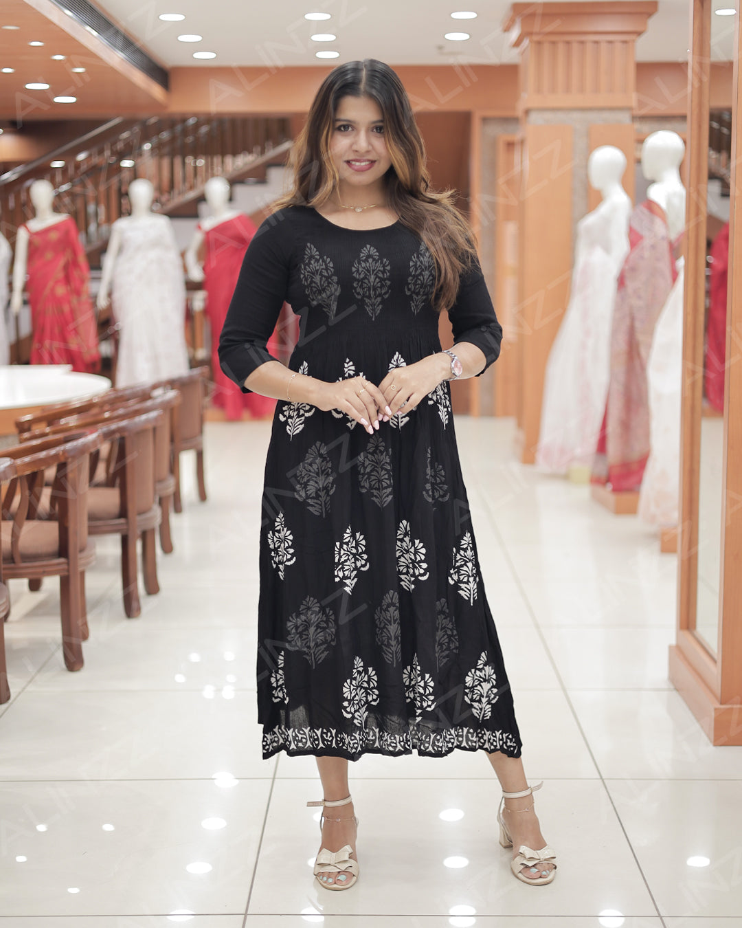 Rayon Smoke Design Frock– R518