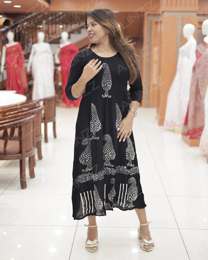 Rayon Smoke Design Frock– R518