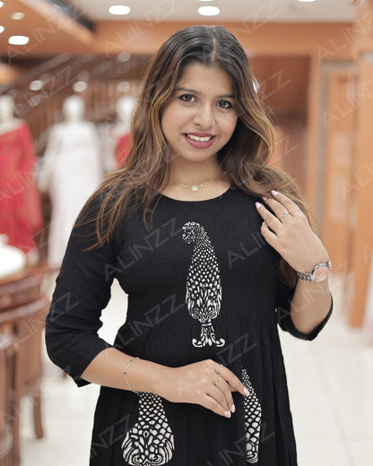 Rayon Smoke Design Frock– R518