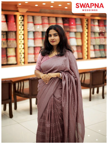 Vichitra Silk Sarees - Single Stripes - 1128