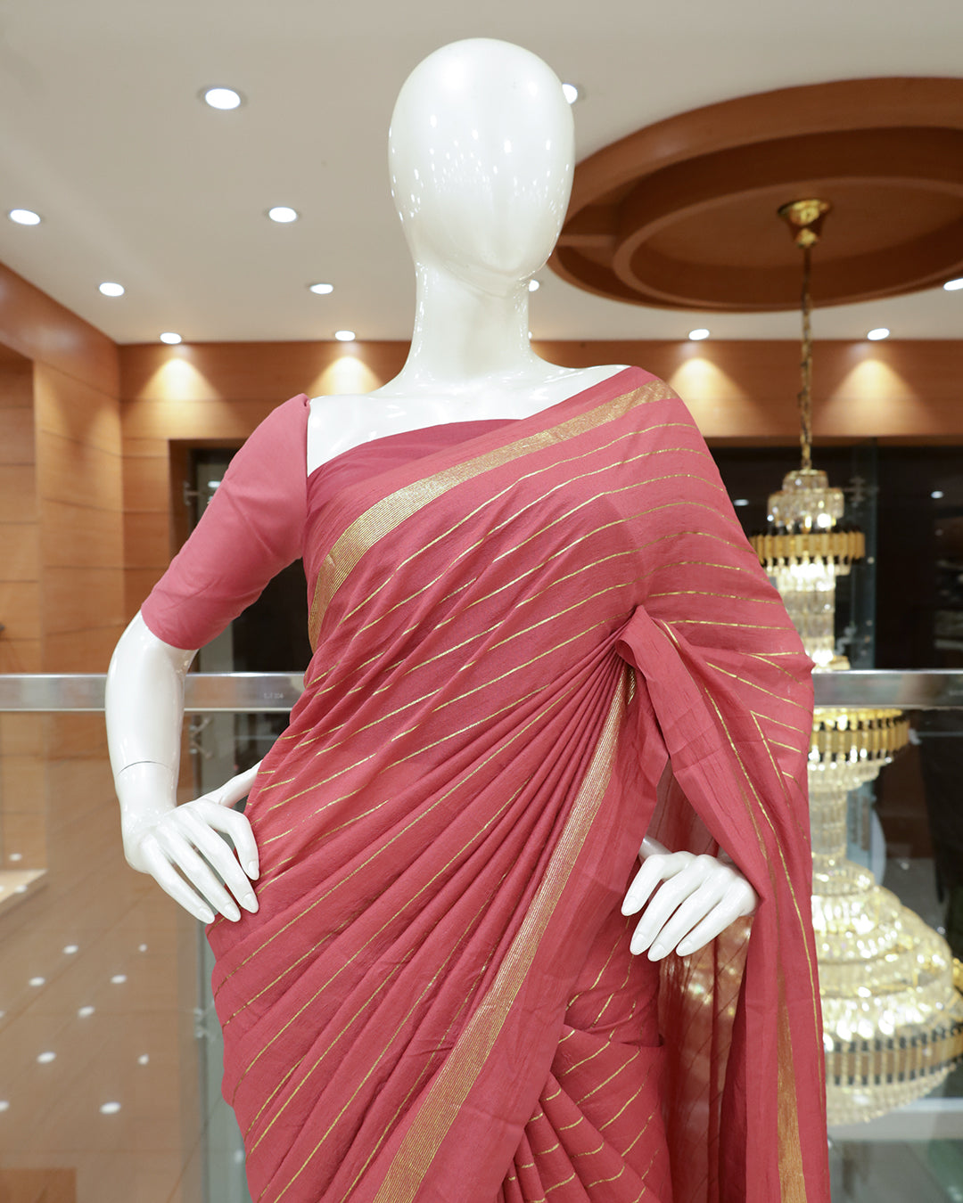 Vichitra Silk Sarees with Golden Stripes - G201