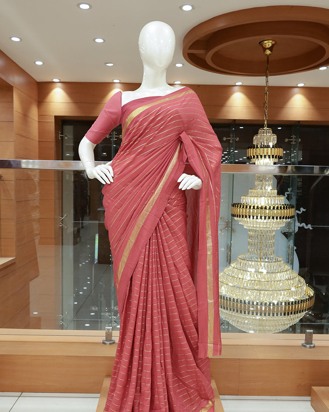 Vichitra Silk Sarees with Golden Stripes - G201