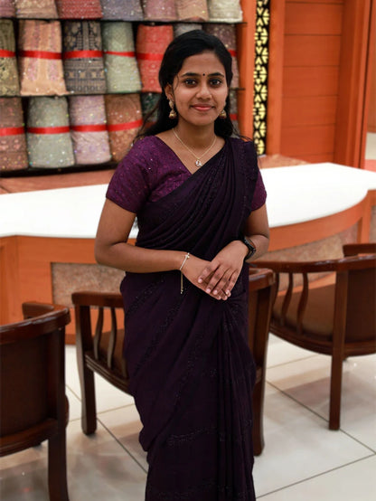 Vichitra Silk Sarees - Single Stripes - 1128