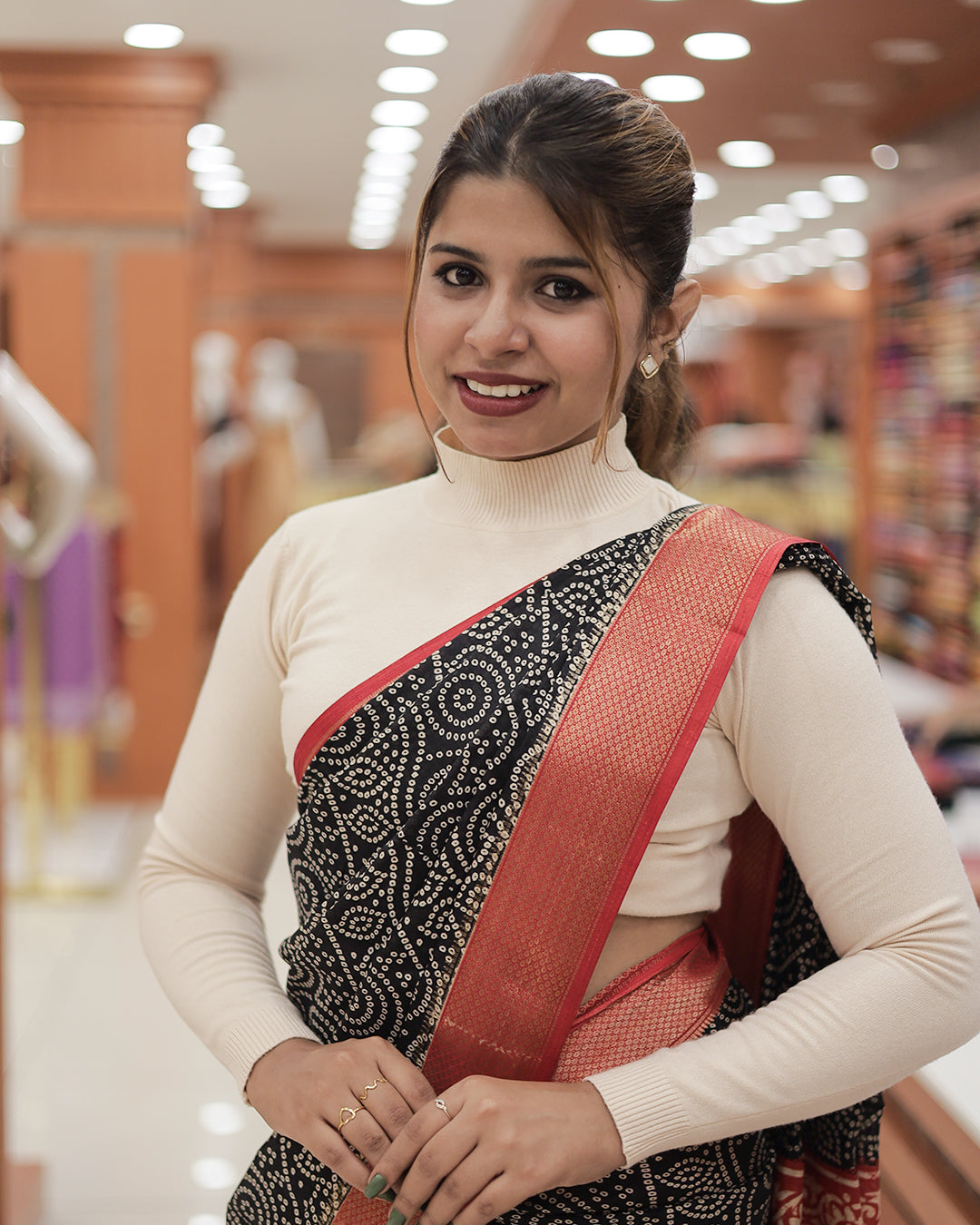 Elegant Printed Saree with Brocade Borders- G319