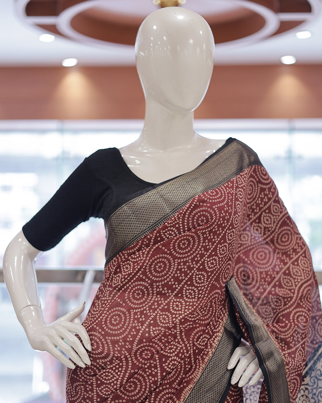 Elegant Printed Saree with Brocade Borders- G319