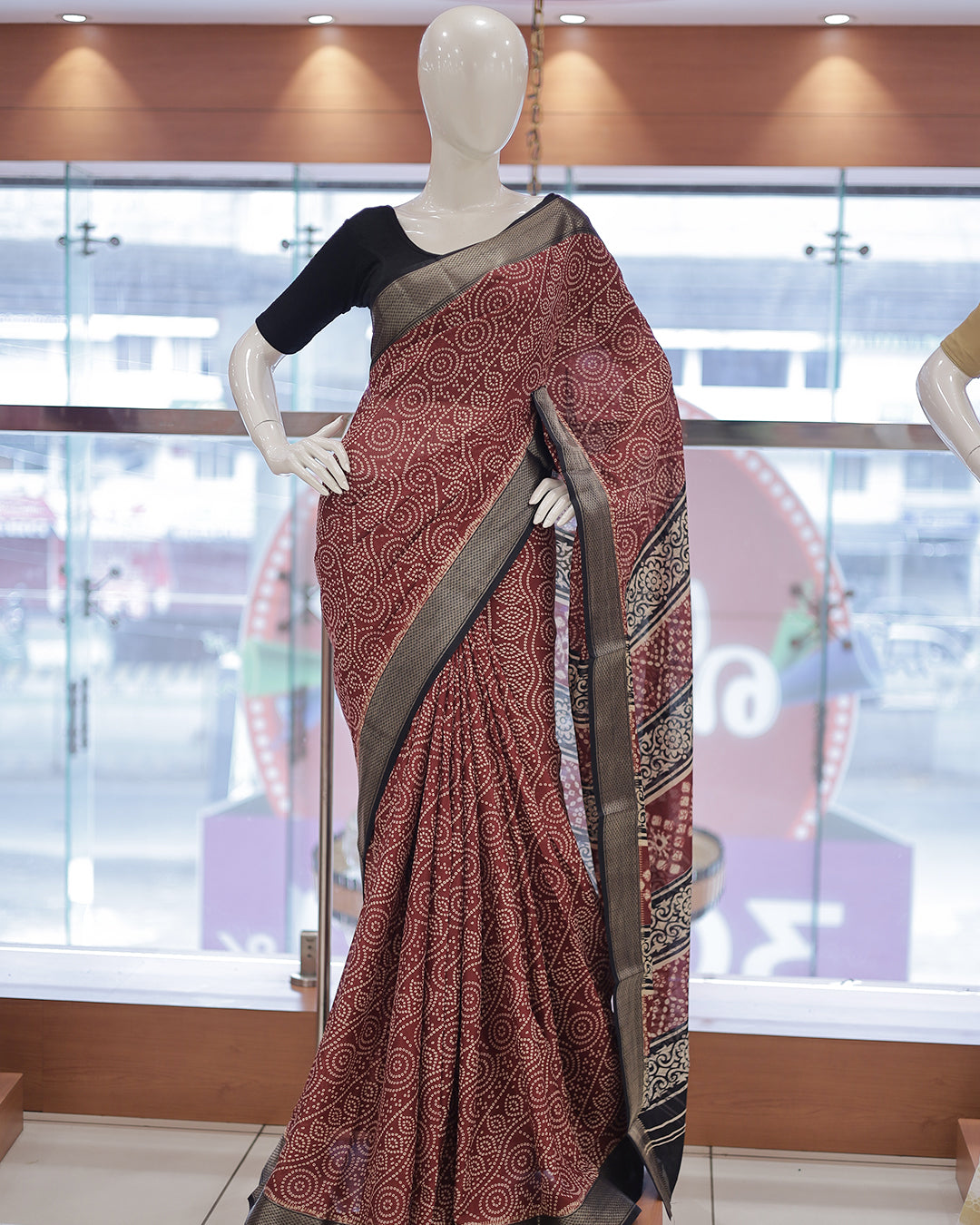 Elegant Printed Saree with Brocade Borders- G319