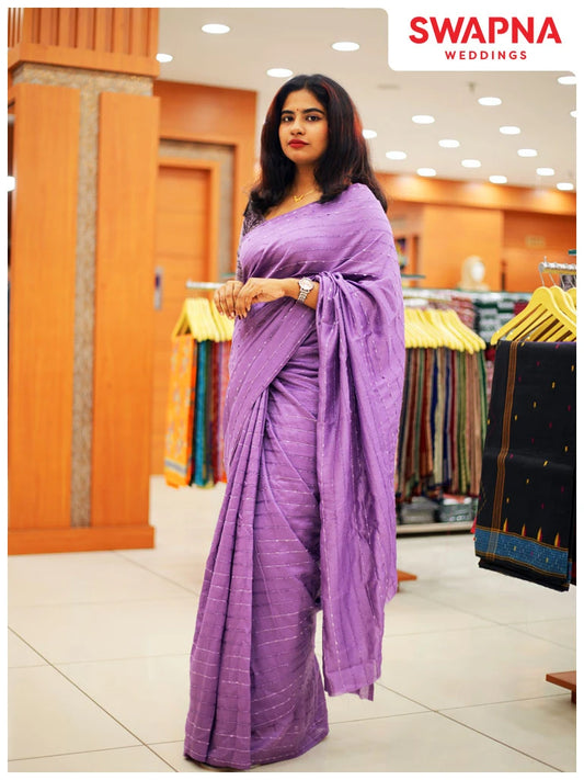 Vichitra Silk Sarees - Single Stripes - 1128