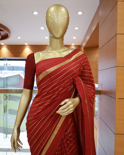Vichitra Silk Sarees with Golden Stripes - G201