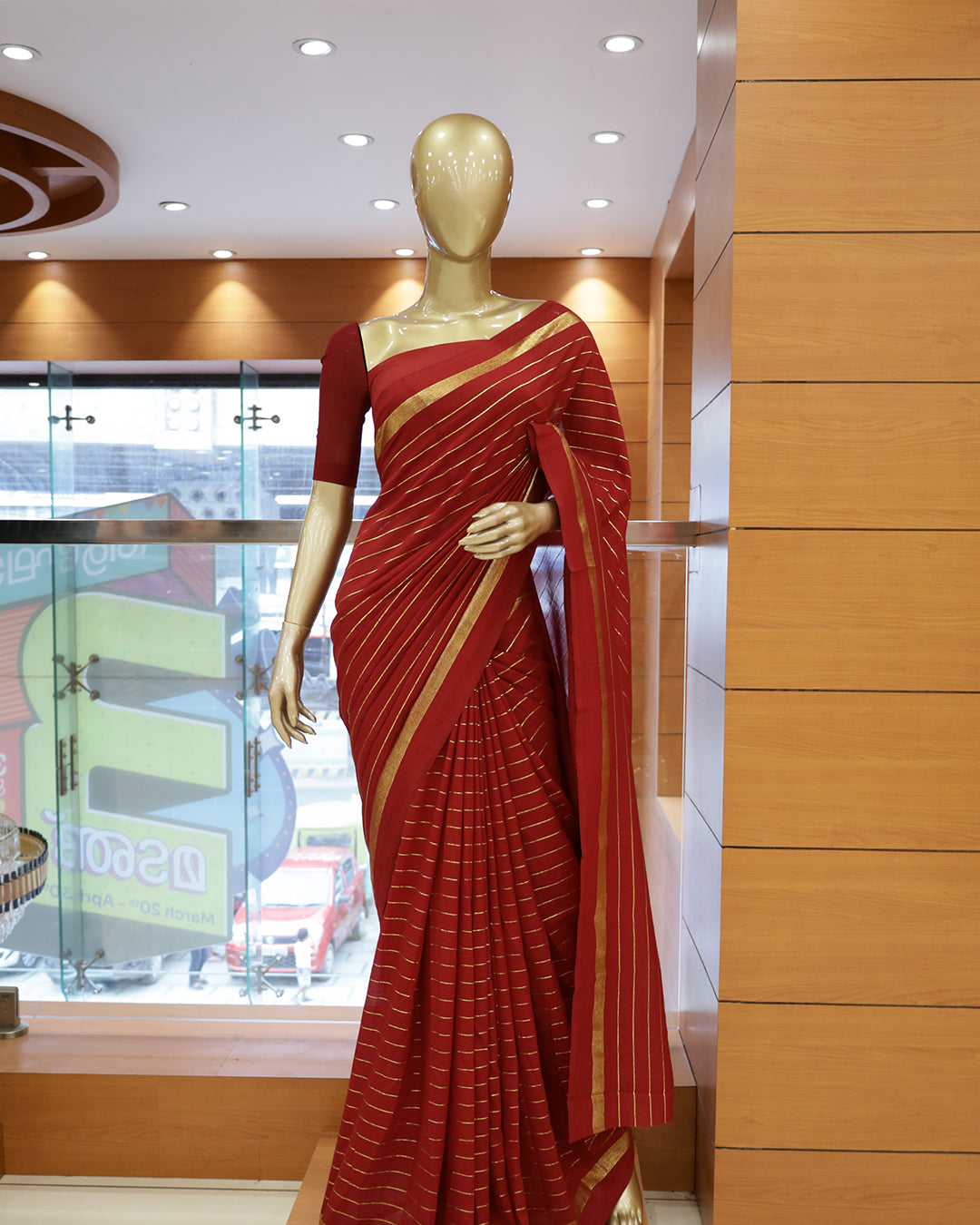 Vichitra Silk Sarees with Golden Stripes - G201