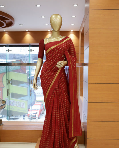 Vichitra Silk Sarees with Golden Stripes - G201
