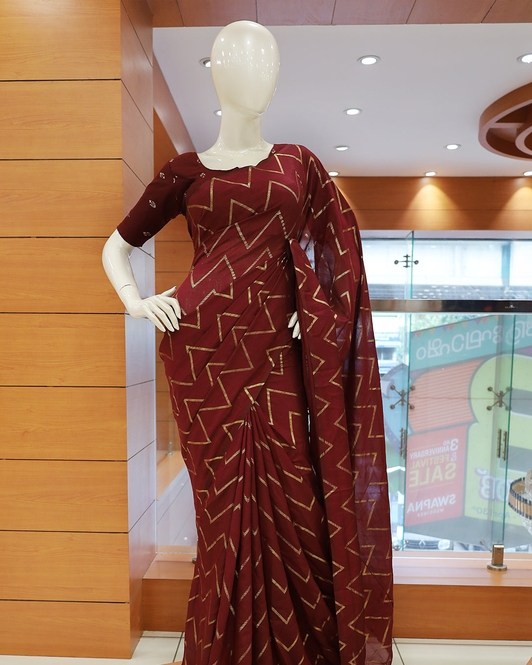 Vichitra Silk Sarees with Golden Stripes - G217