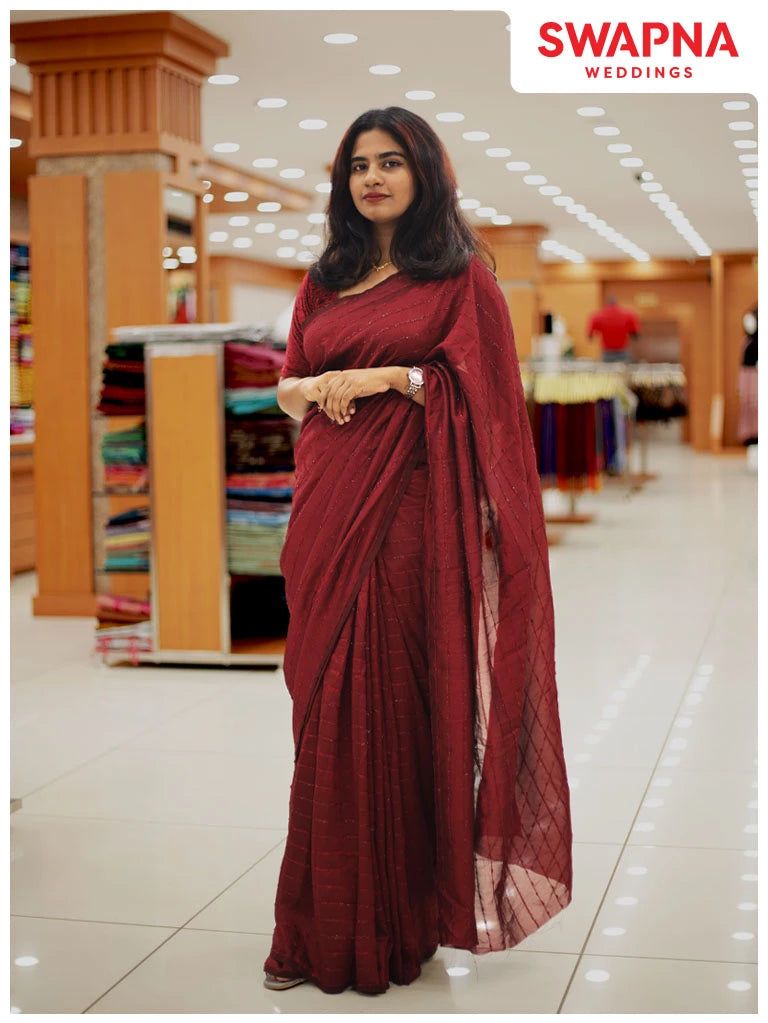 Vichitra Silk Sarees - Single Stripes - 1128