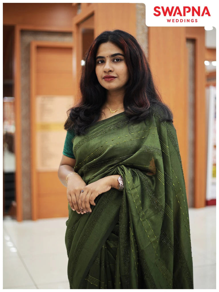 Vichitra Silk Sarees - Single Stripes - 1128