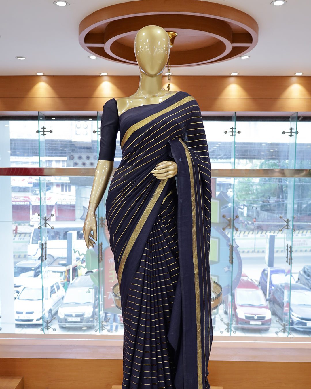 Vichitra Silk Sarees with Golden Stripes - G201