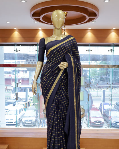 Vichitra Silk Sarees with Golden Stripes - G201
