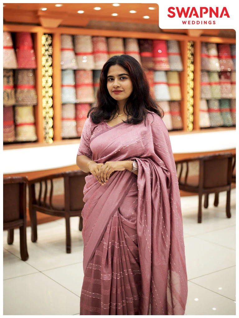 Vichitra Silk Sarees - Single Stripes - 1128