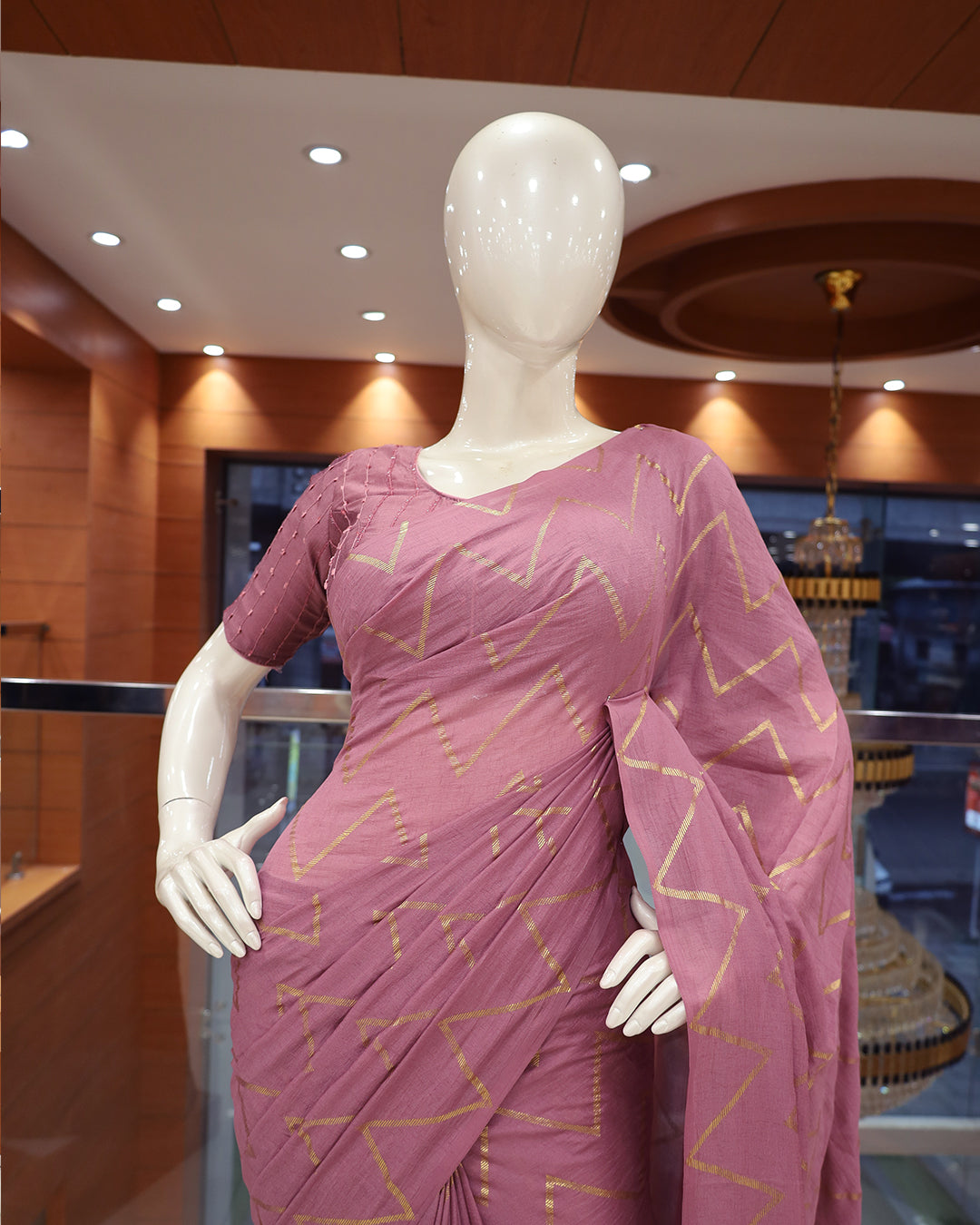 Vichitra Silk Sarees with Golden Stripes - G217