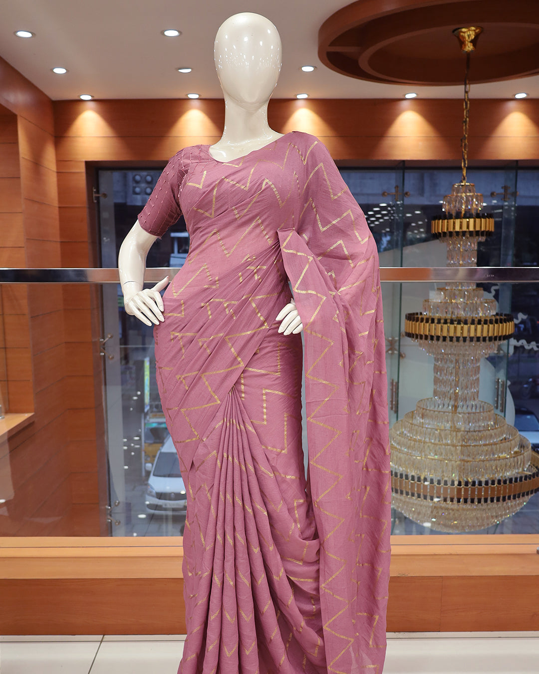 Vichitra Silk Sarees with Golden Stripes - G217