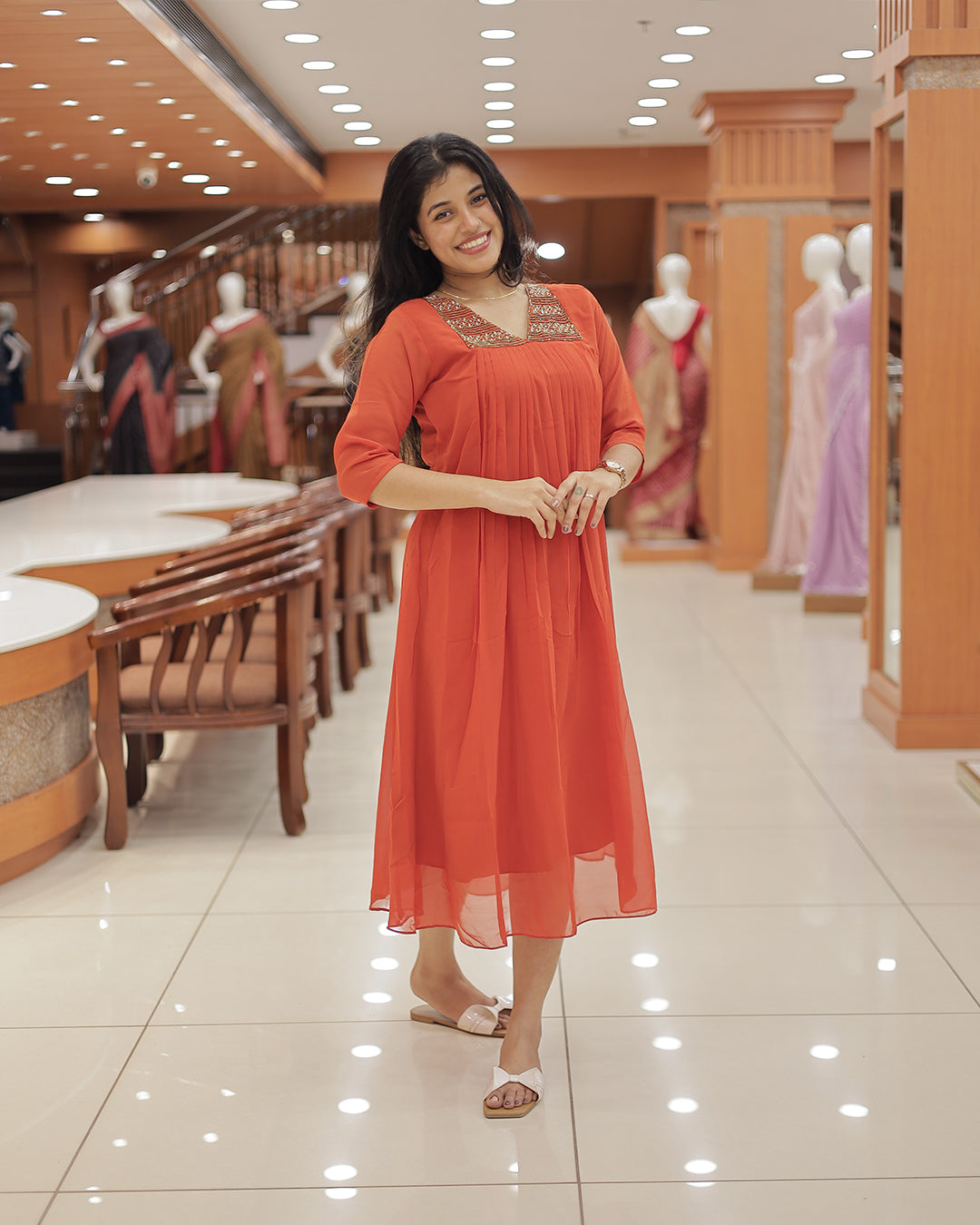 Women's Handworked Aline Kurti -R473