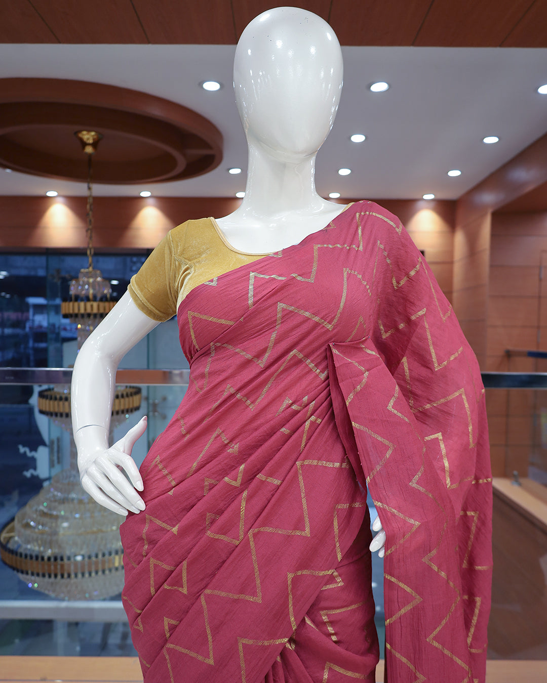 Vichitra Silk Sarees with Golden Stripes - G217