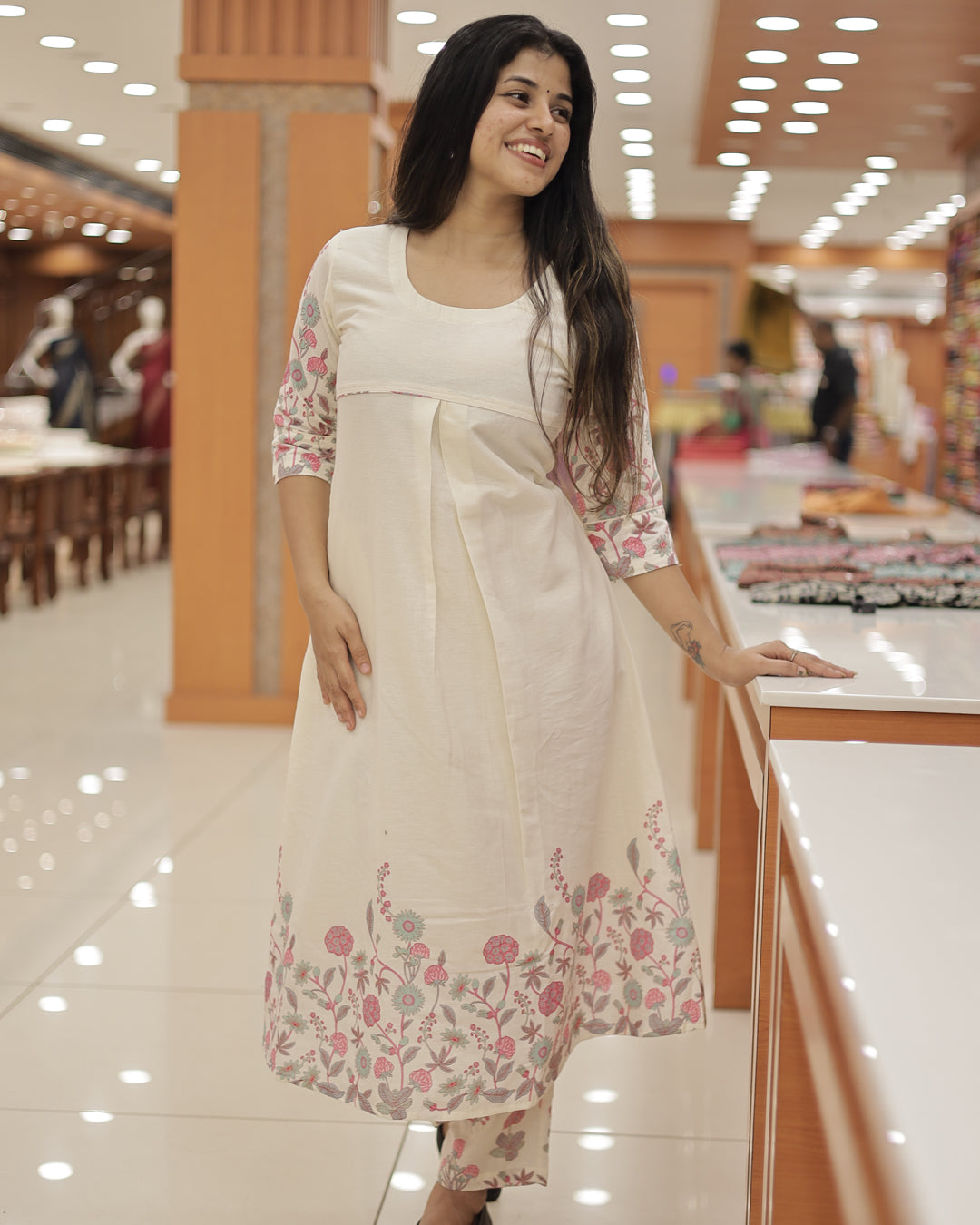 Women's Onam Special Floral Print Co-ord Set -G328