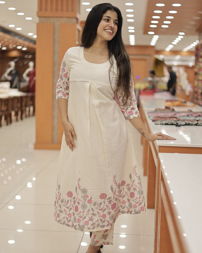Women's Onam Special Floral Print Co-ord Set -G328
