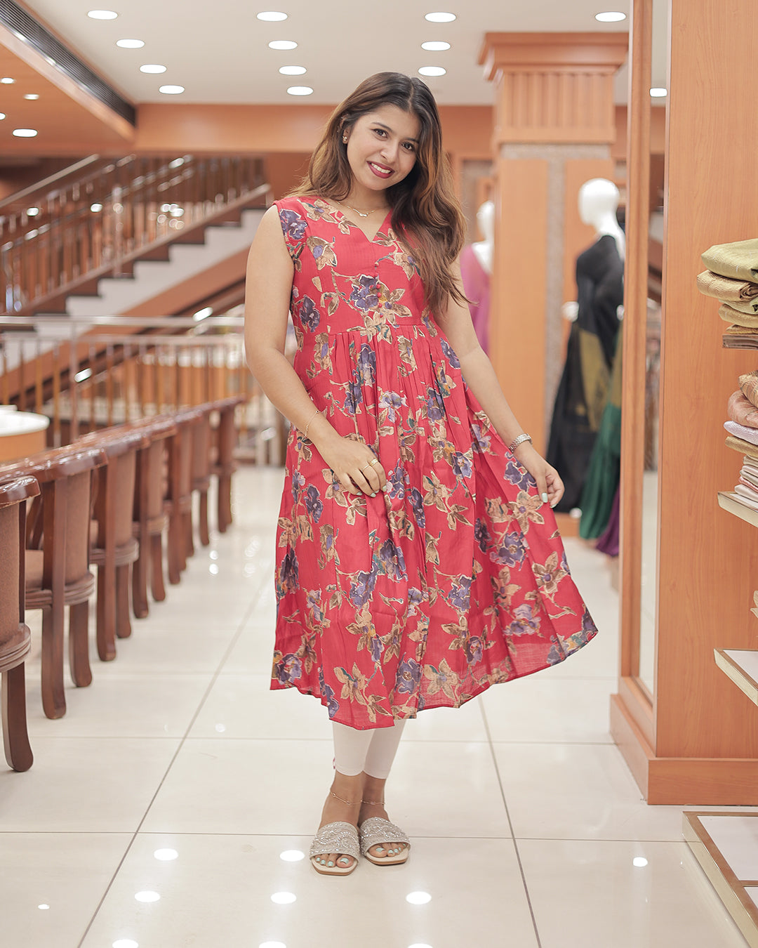 Vertical Fabric A-Line Kurti for Women – R500