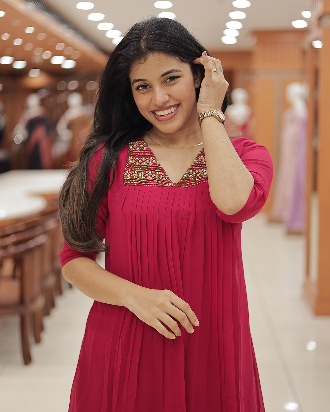 Women's Handworked Aline Kurti -R473