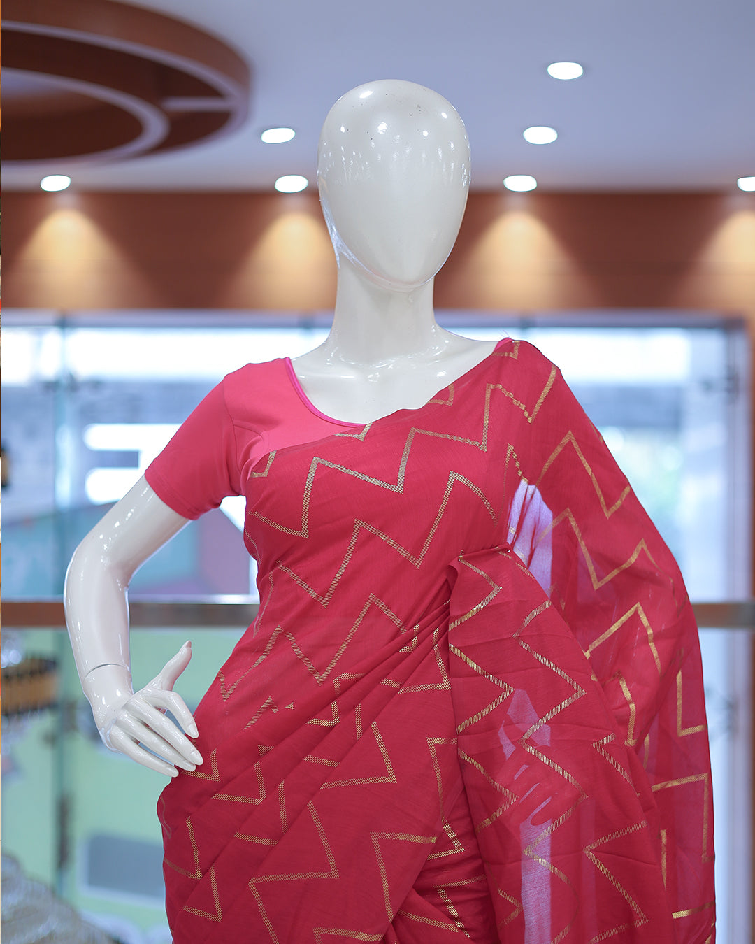 Vichitra Silk Sarees with Golden Stripes - G217