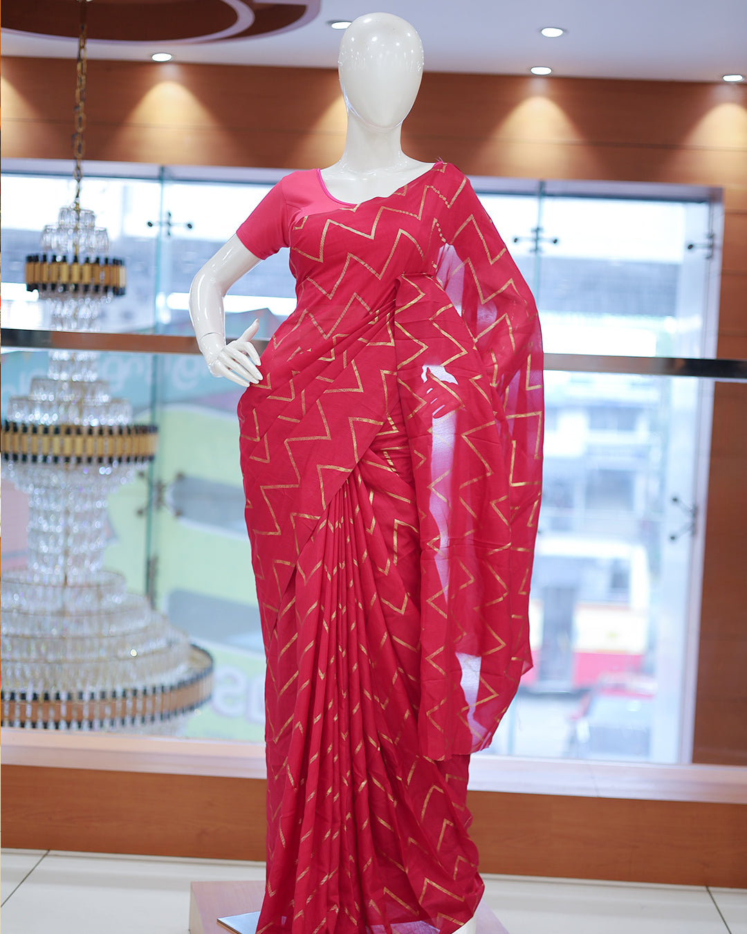 Vichitra Silk Sarees with Golden Stripes - G217