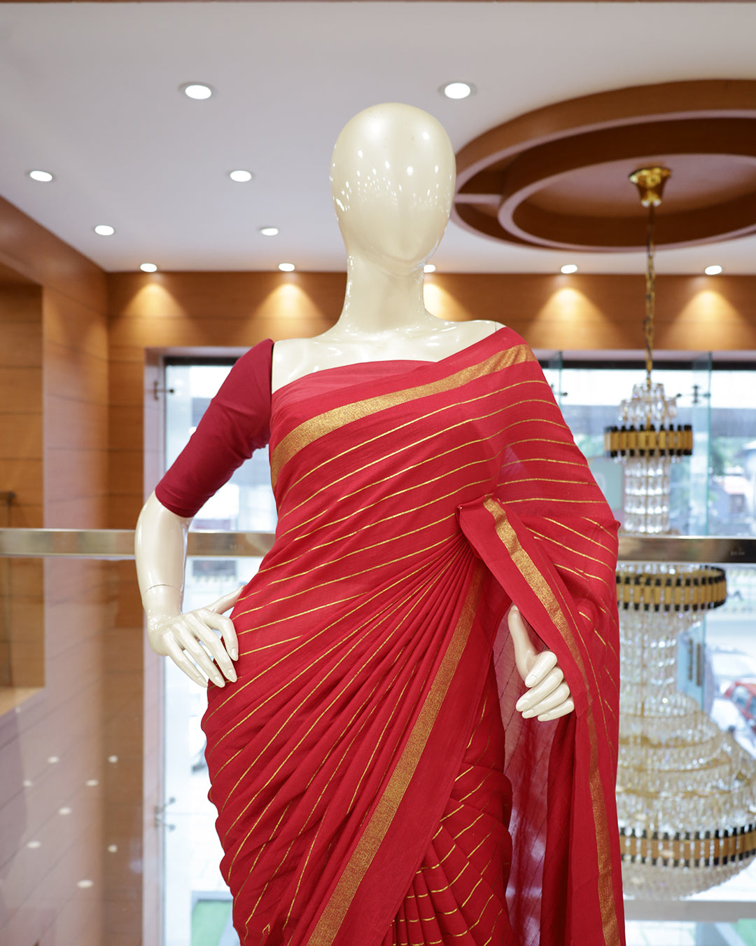 Vichitra Silk Sarees with Golden Stripes - G201