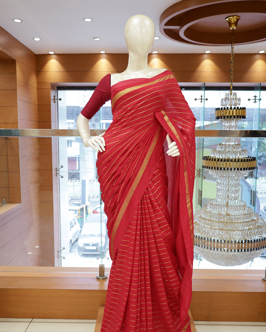 Vichitra Silk Sarees with Golden Stripes - G201