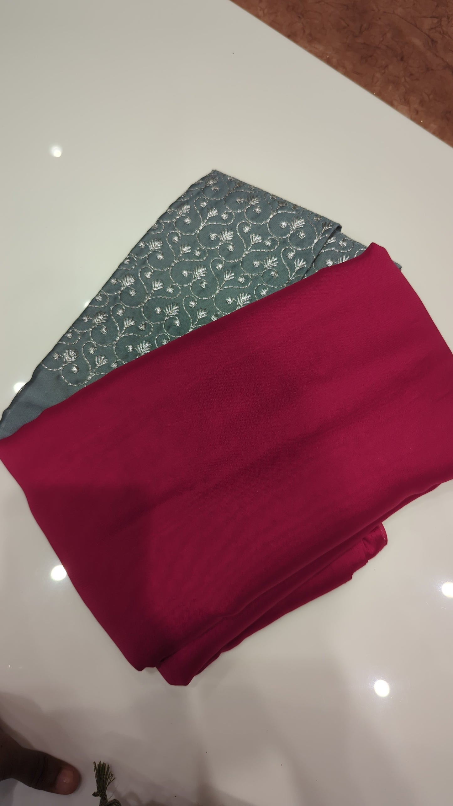 Diwali Special Blackberry Silk Plain Saree with Contrast Embroidery Blouse -D19