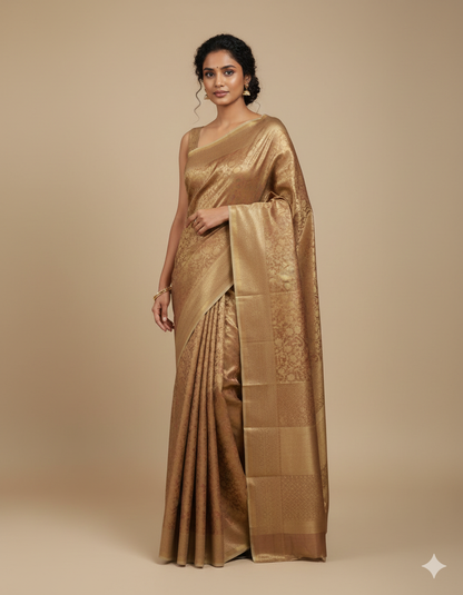 Tissue Brocade Floral Design Saree – R431